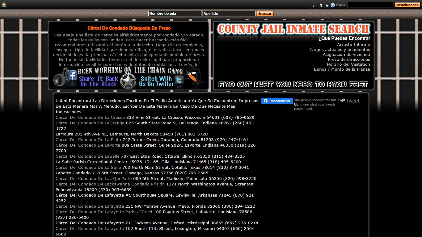 Cárceles del condado que comienzan con L - County Jail Inmate Search